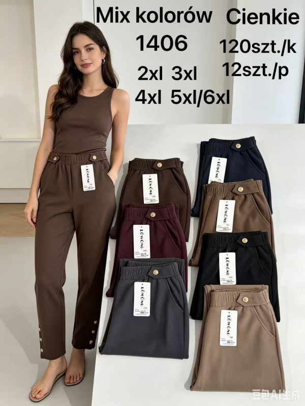 Spodnie damskie Roz 2XL-6XL, Mix Kolor Paczka 12 szt